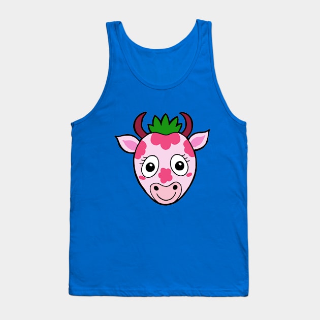 Groovy Cow - Cute Strawberry Pink Cow Tank Top by coloringiship